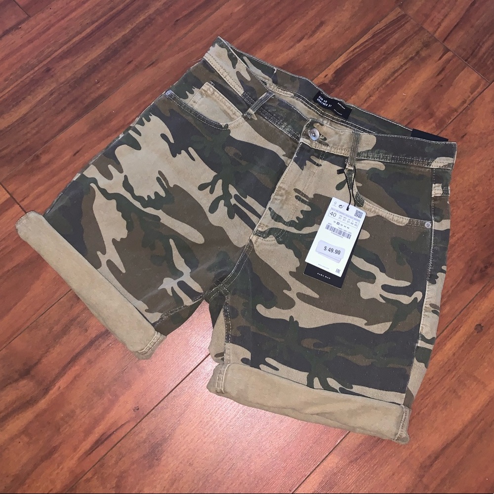 ZARA MEN DENIM CAMO SHORTS SZ 31